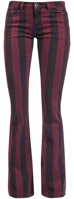 Grace - Černo/červené proužkované kalhoty