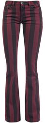 Grace - Černo/červené proužkované kalhoty, Gothicana by EMP, Plátěné kalhoty