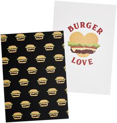 Balenie 2 ks zošitov Burger Love, Urban Classics, Kancelářské & Psací Potřeby