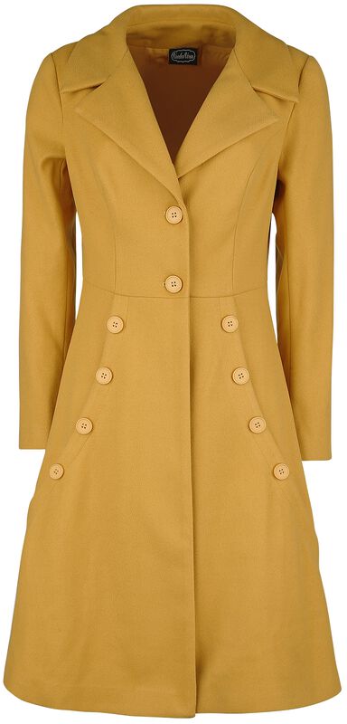 Hořčicový kabát Nicole ve stylu čtyřicátých let