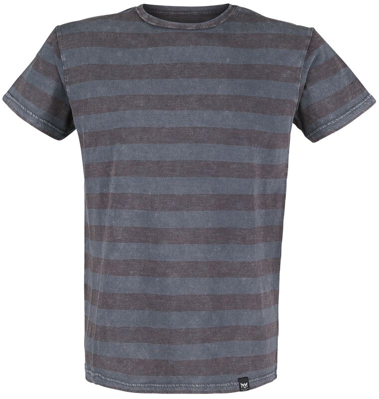 Šedé tričko s horizontálními proužky a klasickým výstřihem