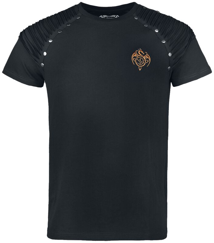 Černé tričko Gothicana x Anne Stokes s velkým potiskem s drakem na přední straně