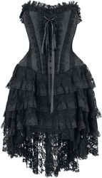 Gotické šaty s korzetem a sukní s kratším předním dílem, Gothicana by EMP, Krátké šaty