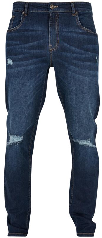 Strečové džíny se zničenými efekty