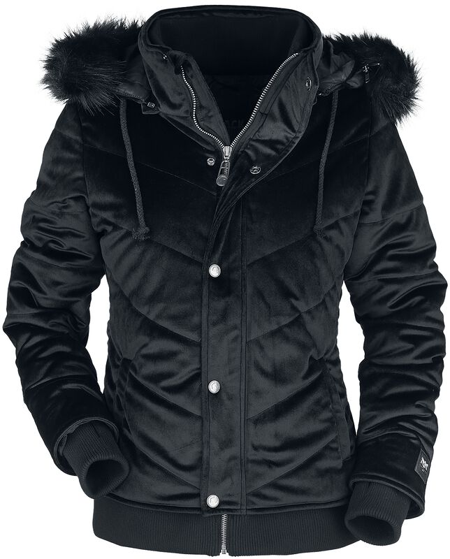 Sametová zimní bunda s kožešinou na kapuci