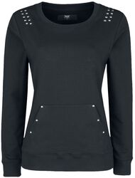 Tričko s lodičkovým výstřihem a nýty, Black Premium by EMP, Mikinové tričko