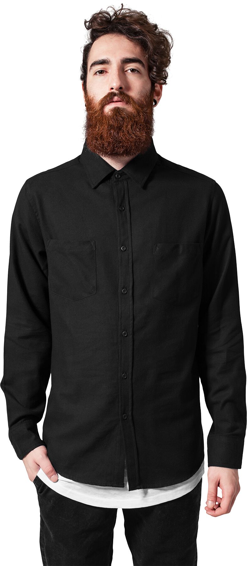 Black Cotton Shirt Urban Classics Dlouhý rukáv EMP