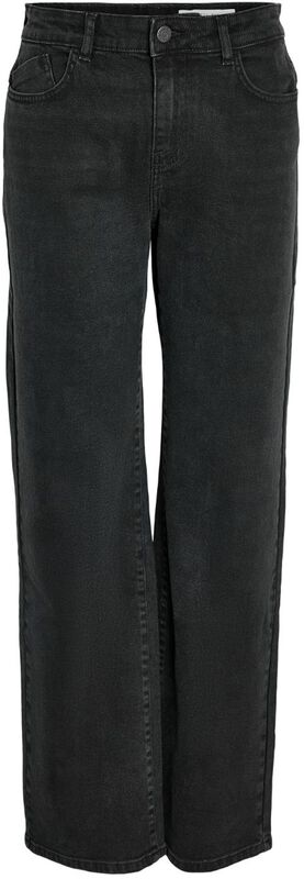 Široké, černé džíny NMYolanda NOOS se středně vysokým pásem