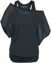 Černé tričko s netopýřími rukávy, Black Premium by EMP, Tričko