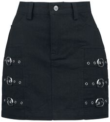 Krátká sukně s ozdobnými přezkami, Black Premium by EMP, Krátká sukně