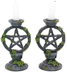 Svíčky Wiccan Pentagram, Anne Stokes, Svícen