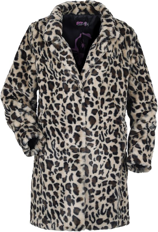 Leopardí kabát Gothicana x Elvira z imitace kožešiny