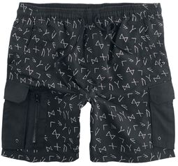 Šortky na plavání s runovým vzorem, Black Premium by EMP, Plavecké šortky