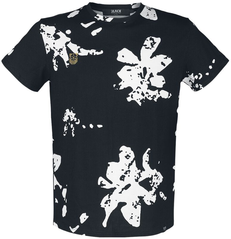 Tričko s bílými květy a malou výšivkou