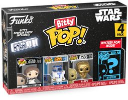 Balení 4 ks vinylových figurek Leia, R2-D2, C-3PO + překvapení (Bitty Pop!), Star Wars, Funko Bitty Pop!