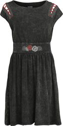 Cut Out Dress with Roses, Black Premium by EMP, Středně dlouhé šaty