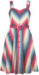 Šaty s rozšírenou suknou Serene Rainbow Gingham, Voodoo Vixen, Středně dlouhé šaty