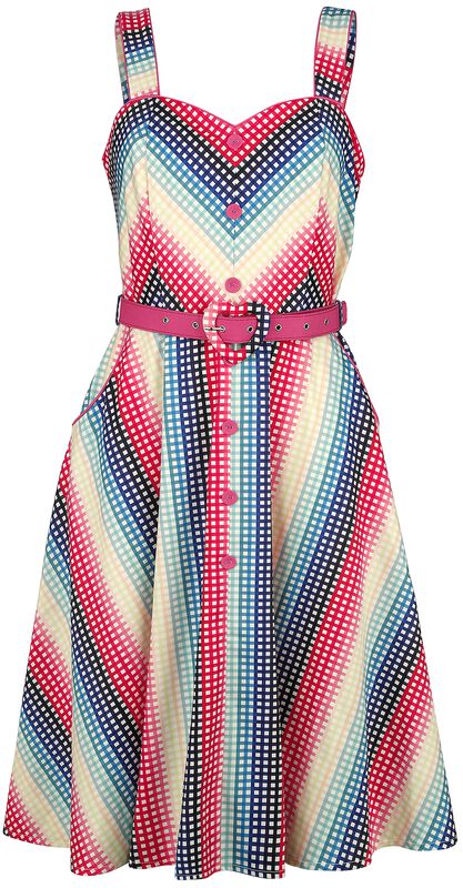 Šaty s rozšírenou suknou Serene Rainbow Gingham