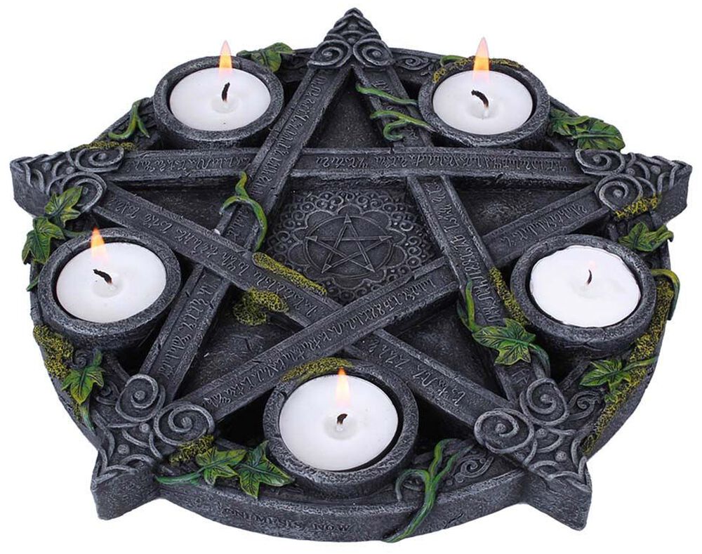 Stojan na čajovou svíčku Wiccan Pentagram
