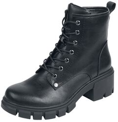 Černé boty na šněrování s podpatky a strukturovanou podrážkou