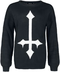 Pletený svetr s velkým křížem, Black Blood by Gothicana, Pletený svetr