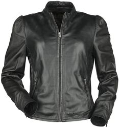 Puff Sleeve Leather Jacket, Black Premium by EMP, Kožená bunda