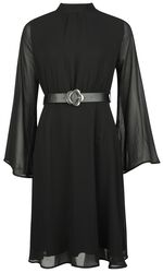 Vrstvené, průsvitné šaty ve stylu 60-tých let s páskem, Voodoo Vixen, Středně dlouhé šaty