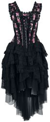 Dress with Carmen Collar and Embroidery, Gothicana by EMP, Středně dlouhé šaty
