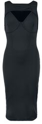 Bodycon Dress with Double Neckline, Black Premium by EMP, Středně dlouhé šaty