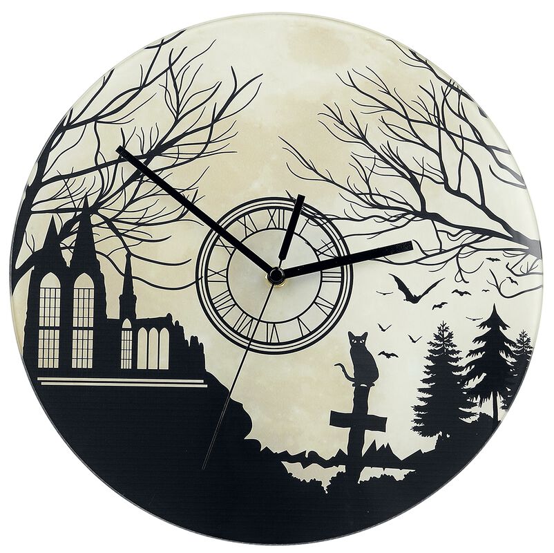 Skleněné nástěnné hodiny Graveyard