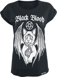 Tričko s démonickou kočkou, Black Blood by Gothicana, Tričko