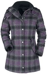 Krátký kabát s kostkovaným vzorem, Black Premium by EMP, Zimní bunda