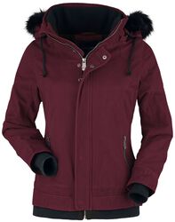 Bordová bunda s límcem z imitace kožešiny a kapucí, Black Premium by EMP, Zimní bunda