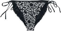 Cierne bikiny nohavicky s pentagramami a ružami, Gothicana by EMP, Spodní díl bikin