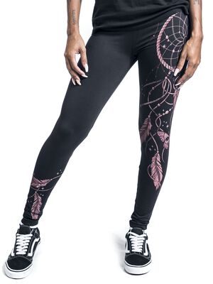 Rock Rebel by EMP Donna Leggings Neri con Stampa Rock Rock Rebel by EMP Donna Leggings Neri con Stampa Rock
