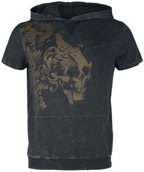 Mikinové tričko s potiskem s lebkou, Black Premium by EMP, Tričko
