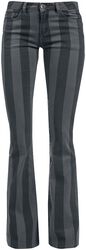 Grace - Černo-šedé proužkované kalhoty, Gothicana by EMP, Plátěné kalhoty