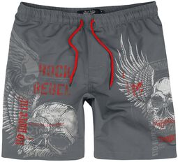 Swim Shorts with Skull Print, Rock Rebel by EMP, Plavecké šortky