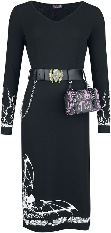 Šaty Gothicana x Elvira s páskem a taštičkou