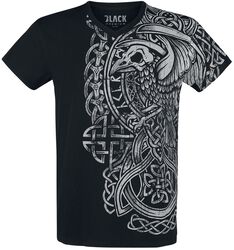 Černé tričko s potiskem a Véčkovým výstřihem, Black Premium by EMP, Tričko