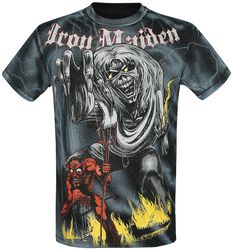 Sketched Number Of The Beast Allover, Iron Maiden, Tričko