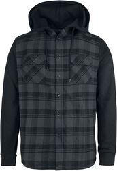 Hooded Checked Flannel Sweat Sleeve Shirt
