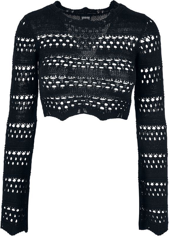 Dámský, cropped, háčkovaný svetr