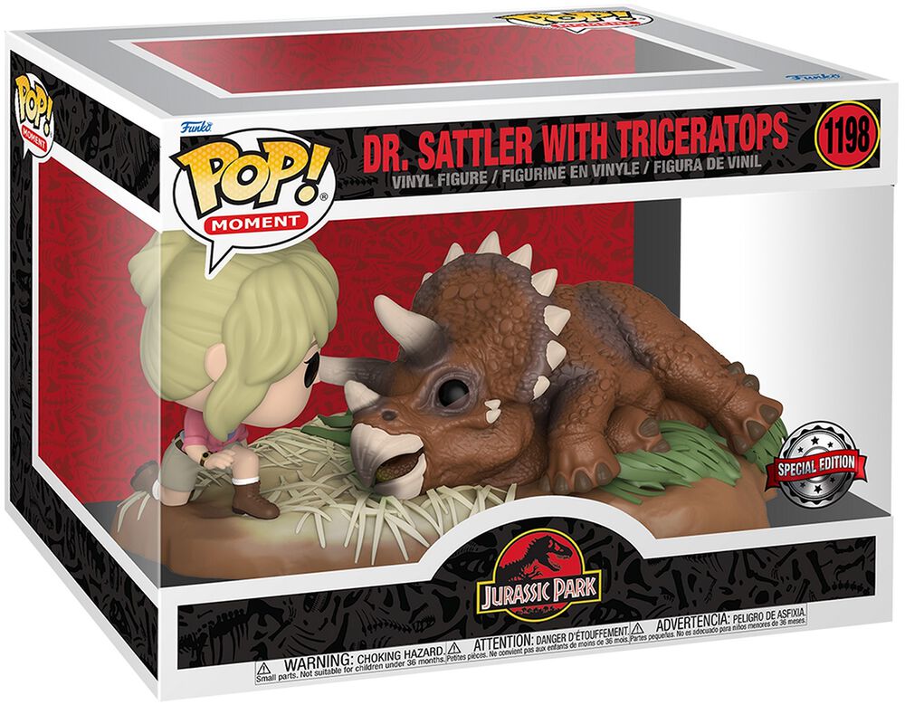 Vinylová figurka č. 1198 Dr. Sattler with triceratops (POP! Moment)