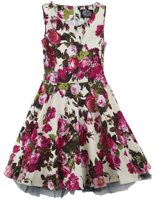 Krémové květované šaty se širokou sukní Audrey 50's