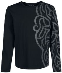 Košile s dlouhými rukávy a velkým ornamentem, Black Premium by EMP, Tričko s dlouhým rukávem