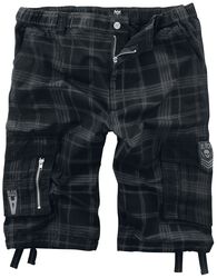 Cierne šortky s kockovaným vzorom, Black Premium by EMP, Kraťasy