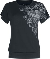 Ležérní černé tričko Sport and Yoga s detailním potiskem, EMP Special Collection, Tričko