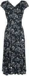 Šaty Multi-Way s potiskem s lebkou a růžemi, Black Premium by EMP, Středně dlouhé šaty