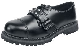 Černé boty na šněrování s nýty a přezkami, Gothicana by EMP, Boty Se Šněrováním